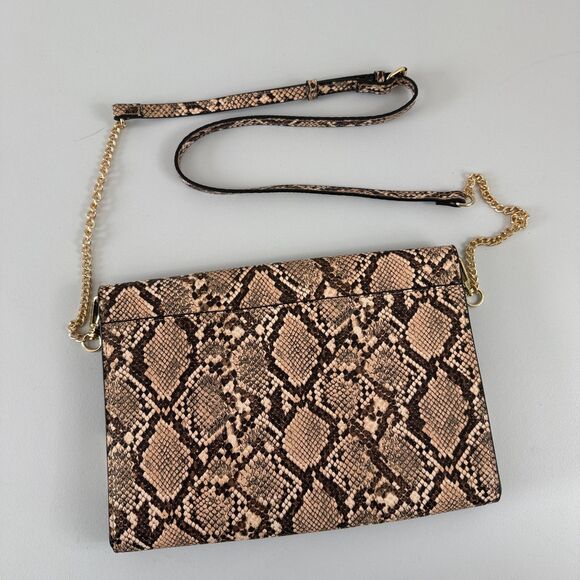 Steve Madden Women's Snake Skin Crossbody Purse Bag Handbag Gold Chain Strap - Picture 2 of 12